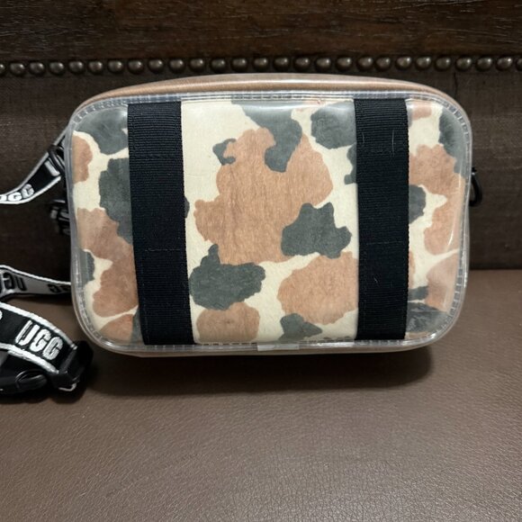 UGG JANEY II CLEAR CALF HAIR CROSSBODY CAMERA BAG Animal Print Brown Black - Picture 4 of 16